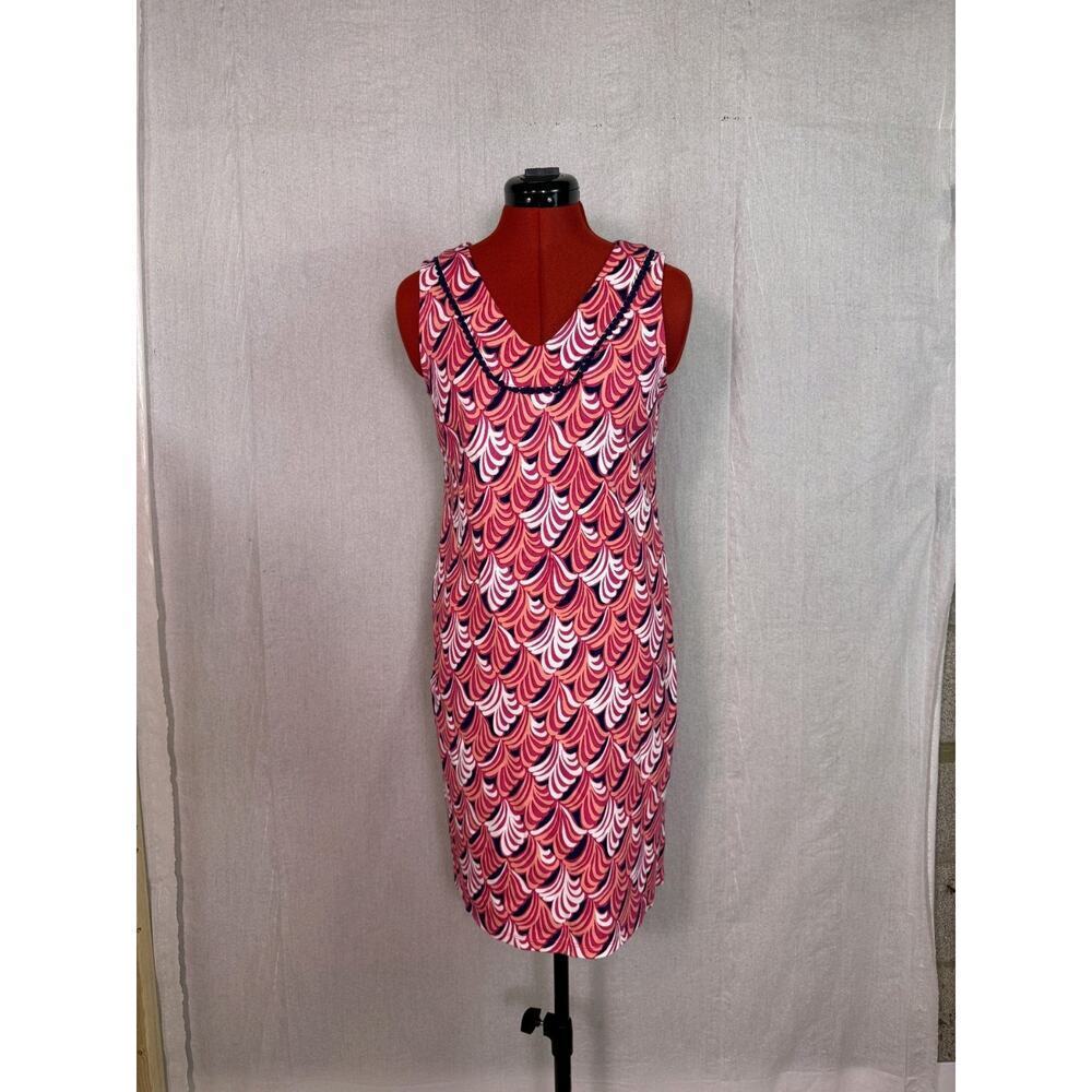 Talbots Womens Size XS Pink White Sleeveless Printed Shift Dress Cotton D213